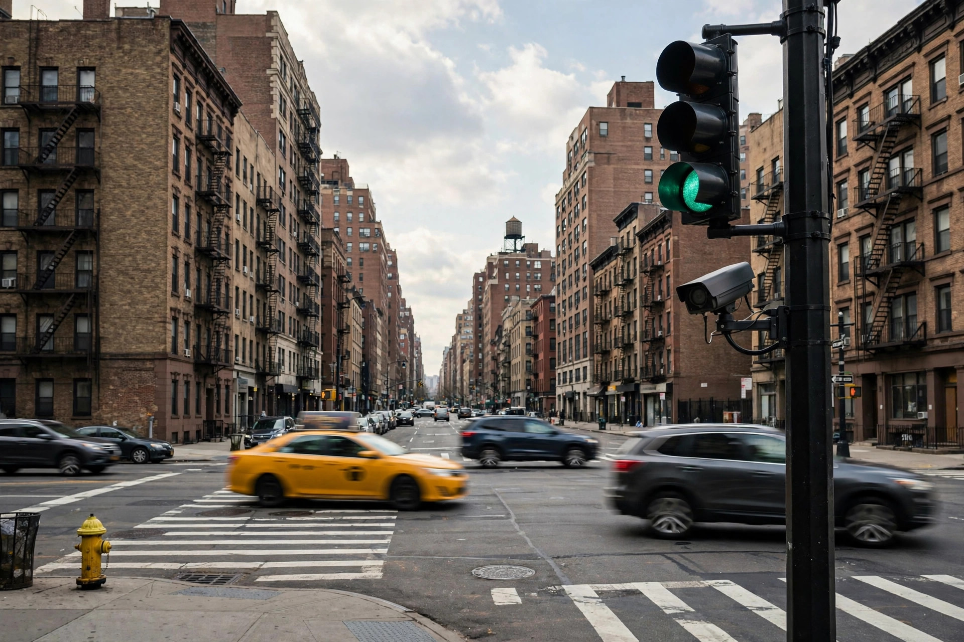 Intersección de NYC con cámara de tráfico